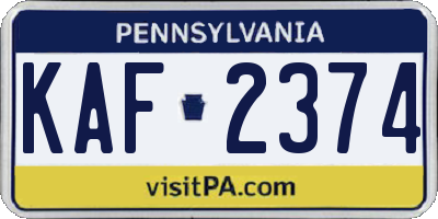 PA license plate KAF2374