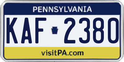 PA license plate KAF2380