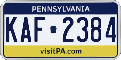 PA license plate KAF2384