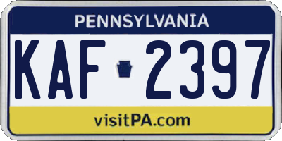 PA license plate KAF2397