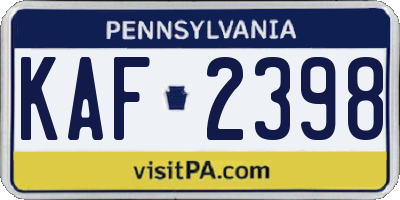 PA license plate KAF2398