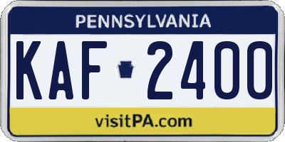 PA license plate KAF2400