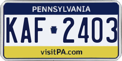 PA license plate KAF2403