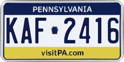 PA license plate KAF2416