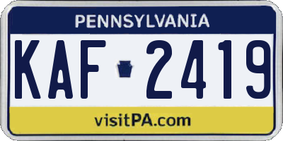 PA license plate KAF2419