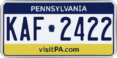PA license plate KAF2422