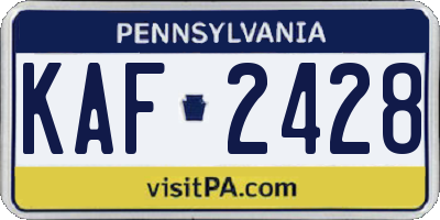 PA license plate KAF2428