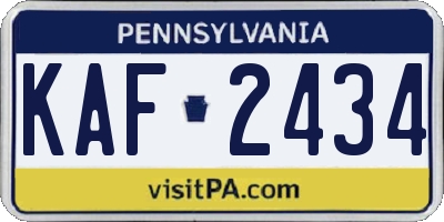 PA license plate KAF2434