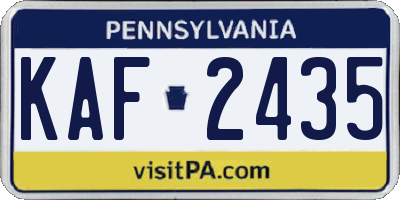 PA license plate KAF2435