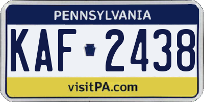 PA license plate KAF2438
