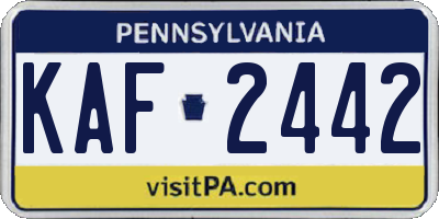 PA license plate KAF2442
