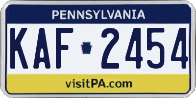 PA license plate KAF2454