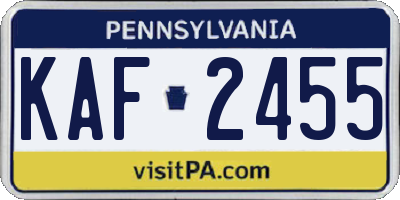 PA license plate KAF2455