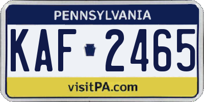 PA license plate KAF2465