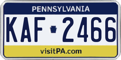 PA license plate KAF2466
