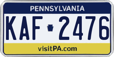 PA license plate KAF2476