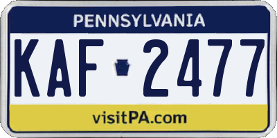 PA license plate KAF2477