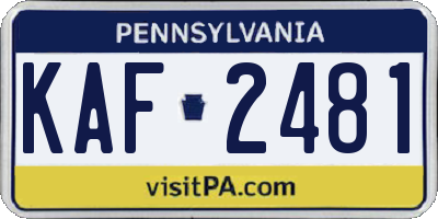 PA license plate KAF2481
