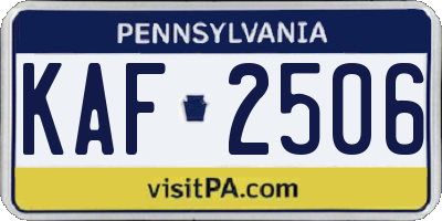 PA license plate KAF2506