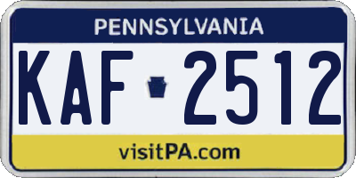 PA license plate KAF2512