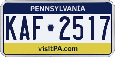 PA license plate KAF2517