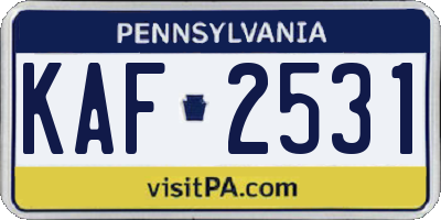 PA license plate KAF2531