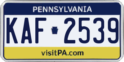 PA license plate KAF2539
