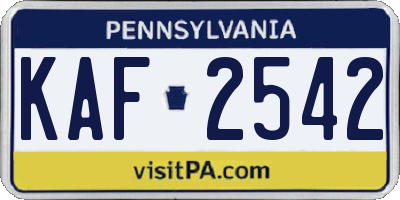 PA license plate KAF2542
