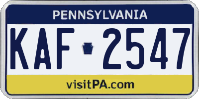 PA license plate KAF2547