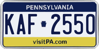 PA license plate KAF2550