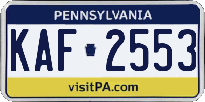 PA license plate KAF2553