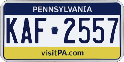 PA license plate KAF2557