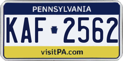 PA license plate KAF2562