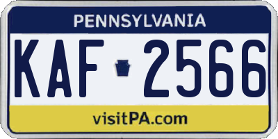 PA license plate KAF2566