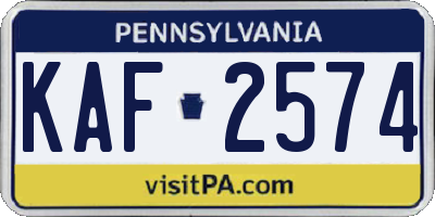 PA license plate KAF2574