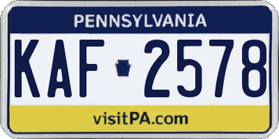 PA license plate KAF2578