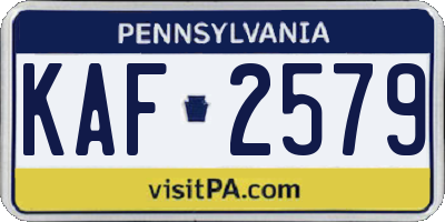 PA license plate KAF2579