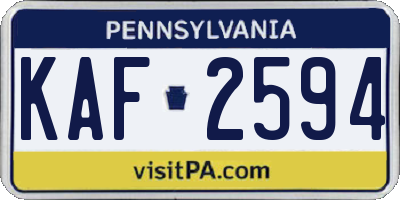 PA license plate KAF2594
