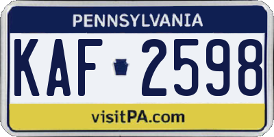 PA license plate KAF2598