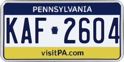 PA license plate KAF2604