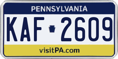 PA license plate KAF2609