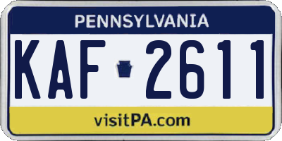 PA license plate KAF2611