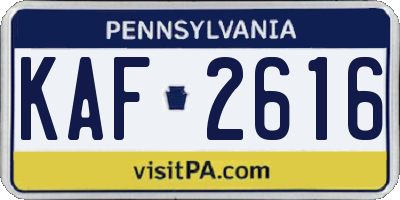 PA license plate KAF2616