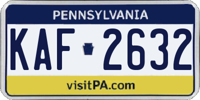 PA license plate KAF2632
