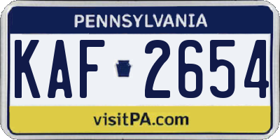 PA license plate KAF2654