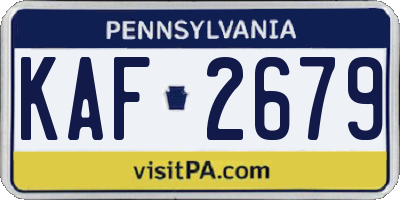 PA license plate KAF2679