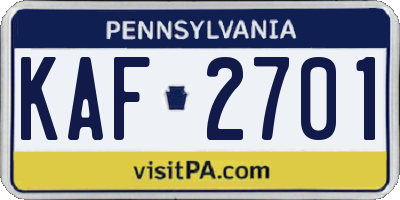 PA license plate KAF2701