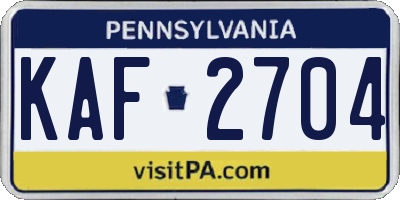 PA license plate KAF2704