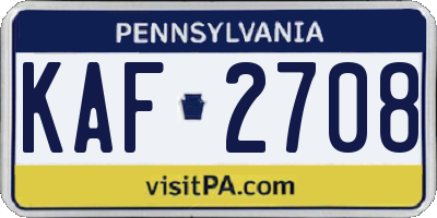 PA license plate KAF2708