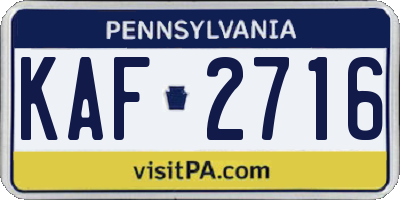 PA license plate KAF2716